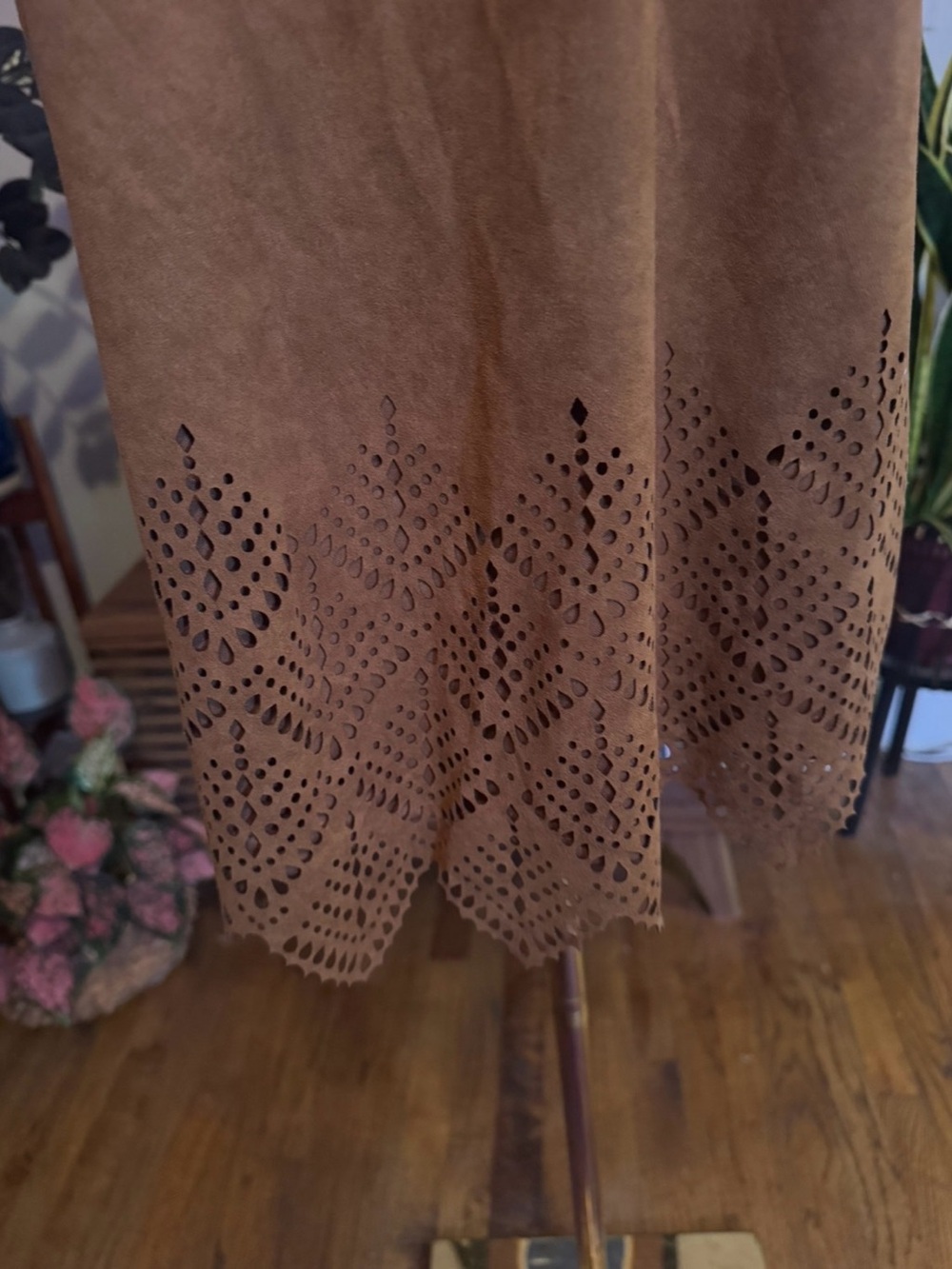 Rue21 Brown Suede Halter Mini Dress with Laser-Cut Hem - Picture 3 of 5